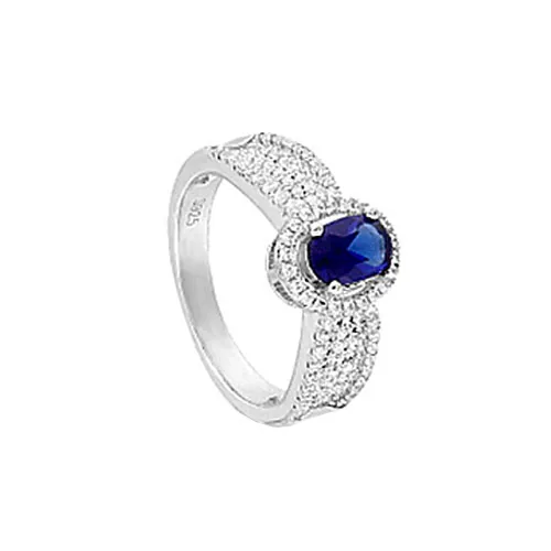 Blue Sapphire and Diamond Ring