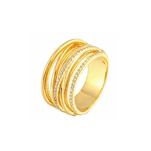 Cross Over Gold Plated Rings