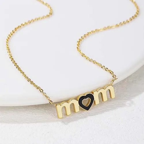 MOM Alphabet with Agate PendantNecklace