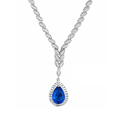 Teardrop Bule Topaz Pendant Necklace